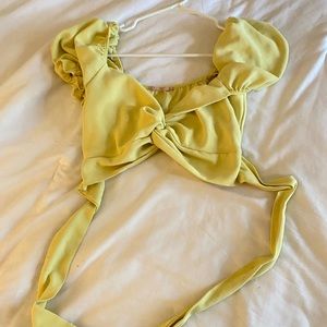 yellow wrap top crop top